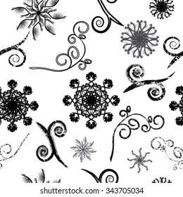 Vector Seamless Pattern .Triangle Geometric Shapes in Grunge Style . Vintage texture.