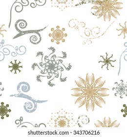 Vector Seamless Pattern  . Triangle Geometric Shapes in Grunge Style . Vintage texture.