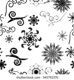 Vector Seamless Pattern . Triangle Geometric Shapes in Grunge Style . Vintage texture.