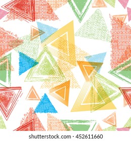 Vector Seamless Pattern . Triangle Geometric Shapes in Grunge Style .