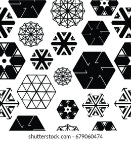 Vector Seamless Pattern . Triangle Geometric Shapes in Grunge Style .