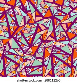 Vector seamless pattern with triangles in hip hop street art graffiti style. Endless texture. Seamless pattern can be used for textile, wallpaper, wrapping paper, web design