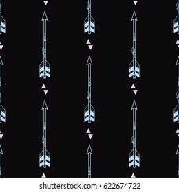 Vector seamless pattern with tribal arrows and triangles. Boho style