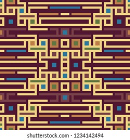 Vector seamless pattern tribal ethnic ornament, abstract geometric background illustration