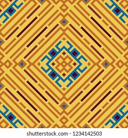 Vector seamless pattern tribal ethnic ornament, abstract geometric background illustration