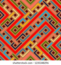 Vector seamless pattern tribal ethnic ornament, abstract geometric background illustration