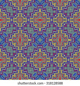 Vector seamless pattern tribal ethnic ornament, abstract geometric background illustration