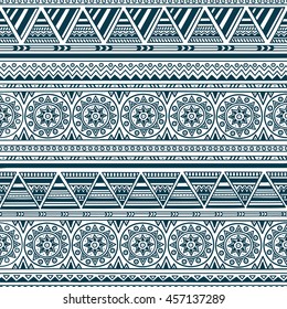 Vector Seamless Pattern with Tribal Motifs / Geometric Ethnic Background