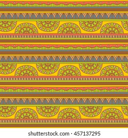 Vector Seamless Pattern with Tribal Motifs / Geometric Ethnic Background