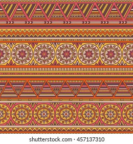 Vector Seamless Pattern with Tribal Motifs / Geometric Ethnic Background
