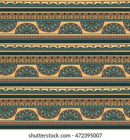 Vector Seamless Pattern with Tribal Motifs / Geometric Ethnic Background