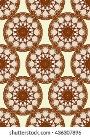 Vector seamless  pattern. Tribal style red shades. Endless geometrical ornament in asian vintage style.Classical circular background.