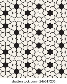 Vector seamless pattern with triple yin e yang. Modern stylish texture. Monochrome repeating abstract background