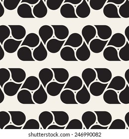 Vector seamless pattern with triple yin e yang. Modern stylish texture. Monochrome repeating abstract background with stripes from filled petals