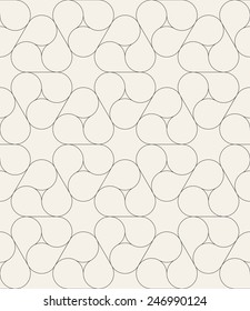 Vector seamless pattern with triple yin e yang. Modern stylish texture. Monochrome repeating abstract background. Linear regular grid