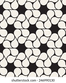 Vector seamless pattern with triple yin e yang. Modern stylish texture. Monochrome repeating abstract background