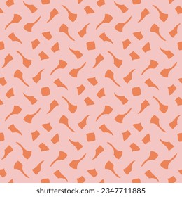 Vector seamless pattern with trippy wavy shapes. Abstract texture with waves, curved lines, flowing shapes, mesh. Trendy retro 1960s - 1970s style background. Pink and orange color. Repeat geo design