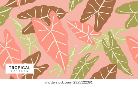 vector seamless pattern, tropical anthurium dark mama leaves, abstracts pattern background  design