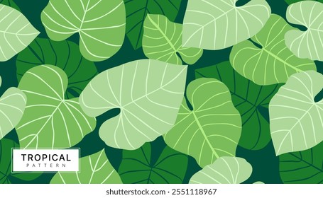 vector seamless pattern, tropical Colocasia leaves, abstracts pattern background  design