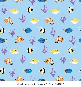 Vector seamless pattern of tropical fish. svg