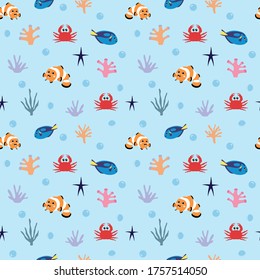Vector seamless pattern of tropical fish. svg