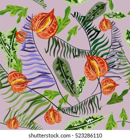 vector seamless pattern - tropical flowers