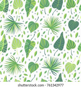 Vector seamless pattern with tropical jungle leaves. All objects are conveniently grouped and easily editable