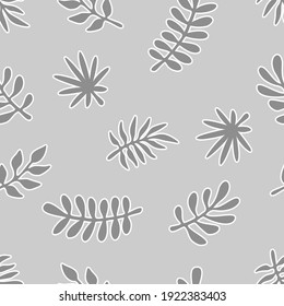 Vector seamless pattern with tropical leaves. Cute design for wallpaper, textile, fabric, wrapping paper