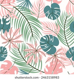 Vector seamless pattern of tropical leaves. Summer tropical pattern l perfect for textiles and decoration.