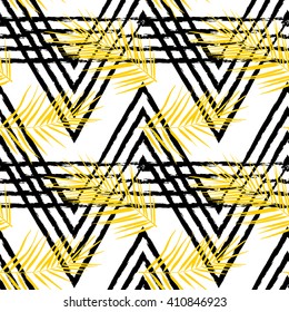 Vector seamless pattern with tropical leaves