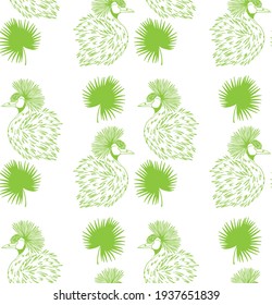 vector seamless pattern tropical mood print exotic birds and leaves print on fabric design for packaging light green print bali style