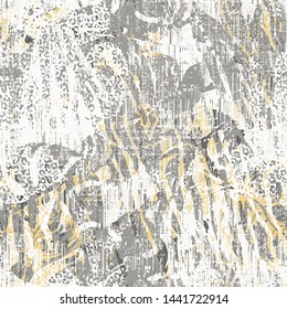 Vector seamless pattern. tropical palm leafs patchwork style. Can be used for scrapbook, postcards, linens, carpet, rug, scarf, pillow print design