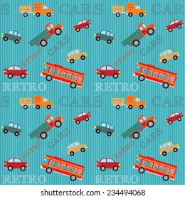 Vector Seamless Pattern Trucks Buses Cars Stock Vector (Royalty Free ...