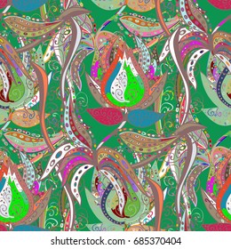 Vector seamless pattern with tulip flowers. Can be used as greeting or wedding background. Best for wrapping paper. Spring tender design for natural cosmetics, perfume, florist shop.