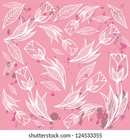 Vector seamless pattern with tulip flowers/pink.
