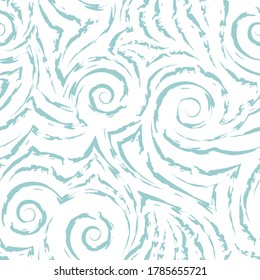 Vector seamless pattern in turquoise color isolated on white background. texture of fabric or wrapping paper. Waves and water light texture in pastel colors.