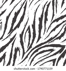 Vector seamless pattern of turquoise lines and corners on a white background.Texture of flowing shapes and lines with torn edges.Zebra skin or fur.
