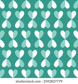Vector seamless pattern with turquoise and white hearts