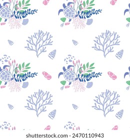 Vector Seamless Pattern with Turtle.