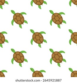 vector seamless pattern with turtle, underwater cartoon creatures, marine background, cute ocean pattern for fabric, clothing for children, textiles, wrapping paper