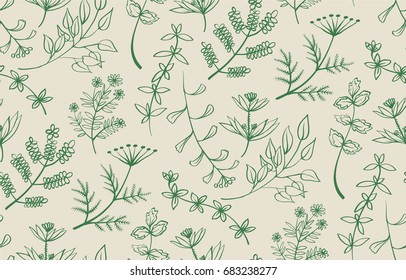  vector seamless pattern Twigs and leaves
