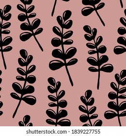 vector seamless pattern of twigs.Doodle hand drawn contour illustration