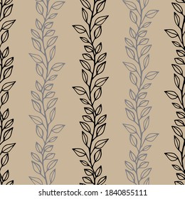 vector seamless pattern of twigs.Doodle hand drawn contour illustration