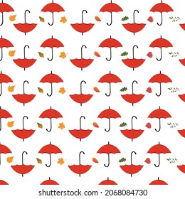 Vector of seamless pattern with umbrela,autumn leave