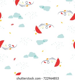 Vector seamless pattern with umbrella. Autumn weather.
