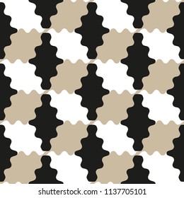 Vector seamless pattern with undulating rhombuses.Modern stylish texture.Light brown,black and white