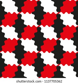 Vector seamless pattern with undulating rhombuses.Modern stylish texture.Black,red and white