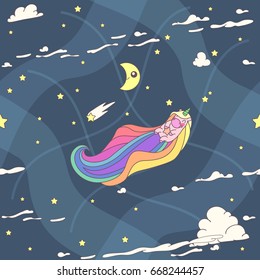 vector seamless pattern. Unicorns time concept. 077