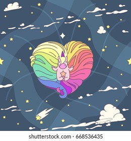 vector seamless pattern. Unicorns time concept. 092