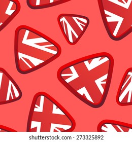 Vector seamless pattern with Union Jack flag elements for textile prints or web backgrounds. Also for travel and educational themes, banners and brochures.